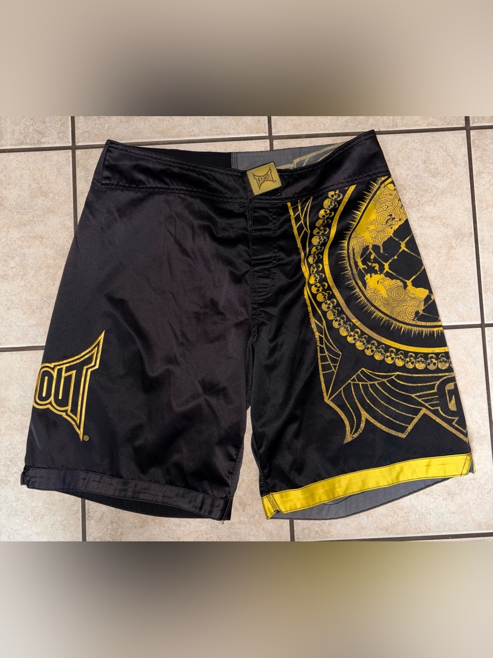 Tapout Black and Yellow Hybrid Training Shorts